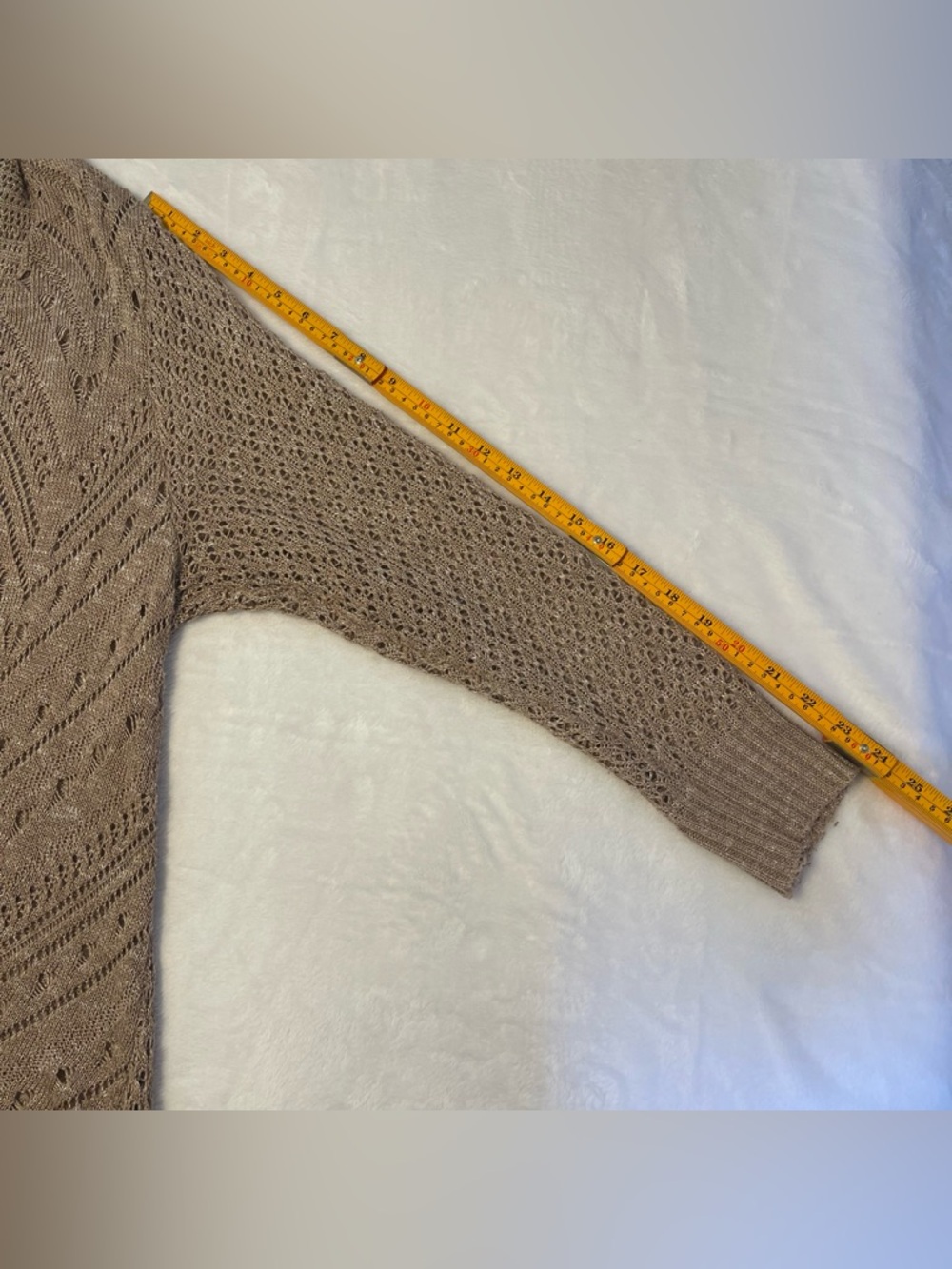 torrid Women’s 18/20 Beige Taupe Oversized Open-Front Knit Cardigan Chevron - Picture 9 of 10